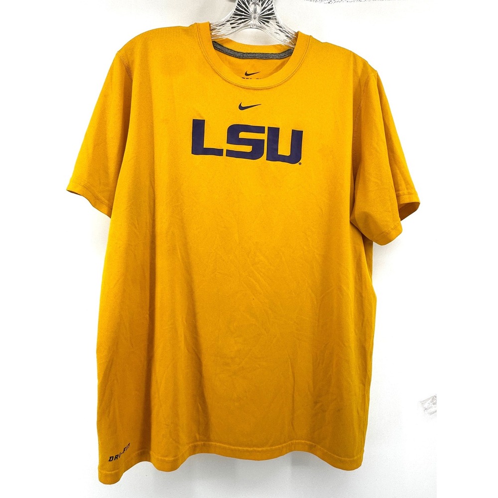 Nike LSU Tigers Dri-FIT Shirt Mens Medium Gold Purple Short Sleeve T-Shirt